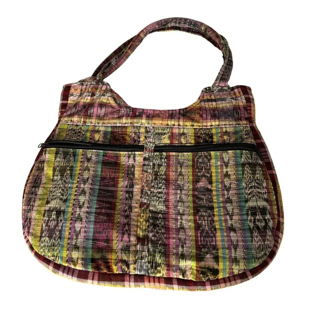 Floral Embroidered Hobo Bag With Zipper Closure Boho Hippie Artsy - Picture 5 of 7
